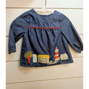 Baby Boden Nautical Coastal Chambray Top Girls 6-12 Month